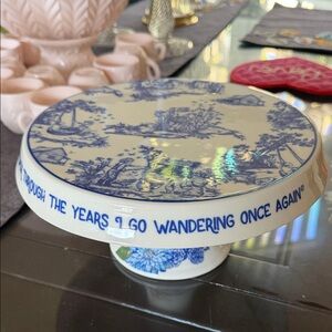 Rare Dolly Parton Blue and White Cake Stand